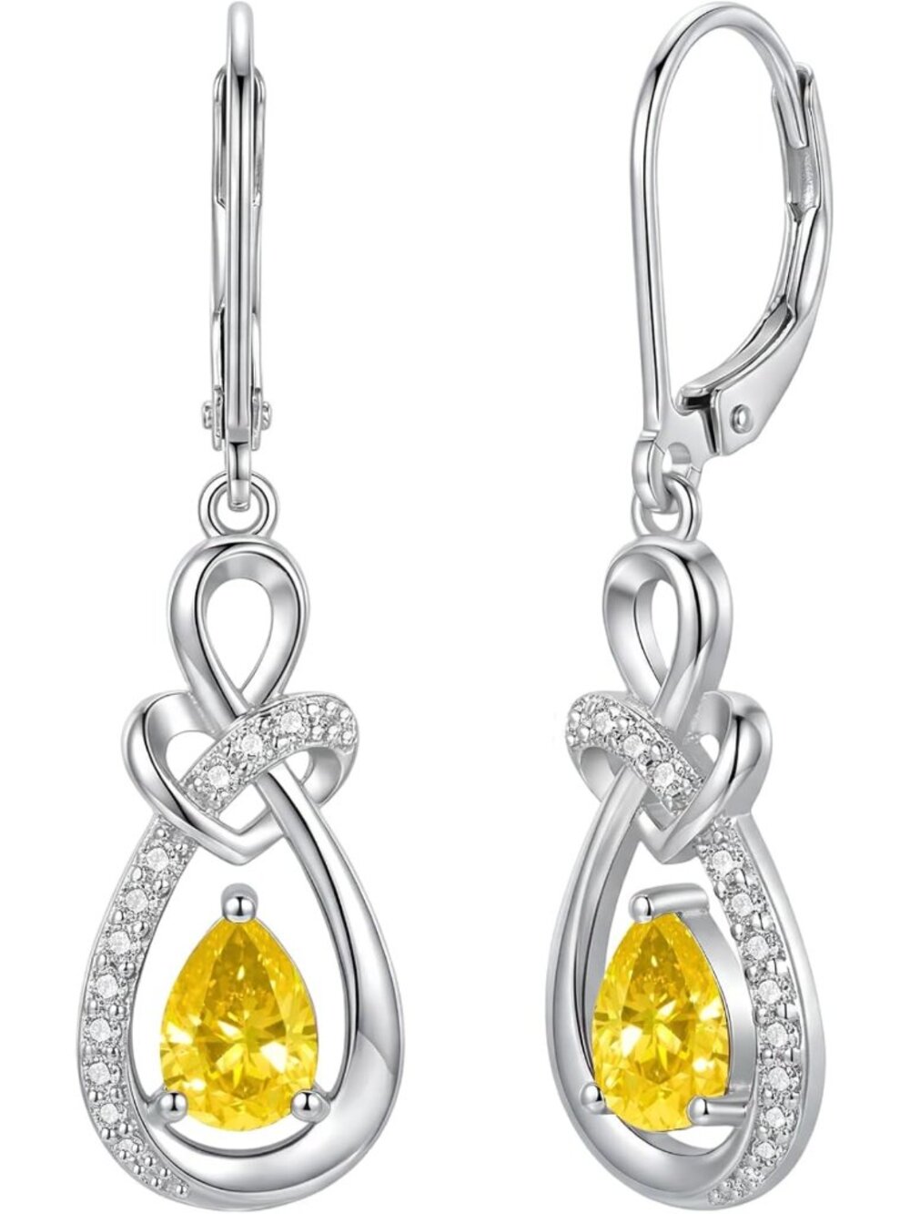 Elegant Infinity Dangle Drop Earrings | 925 Sterling Silver Teardrop Jewelry for